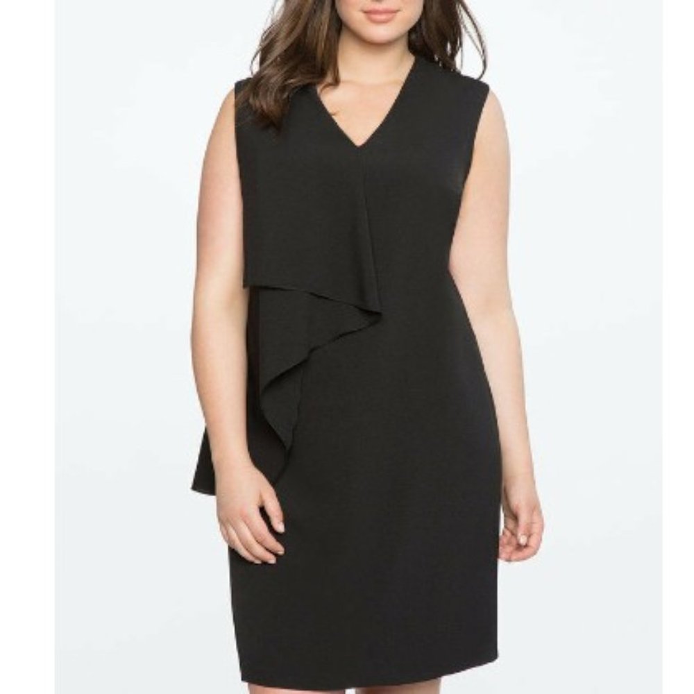 NWT Eloquii Black Ruffled Front Dress Size 20 - Picture 3 of 11